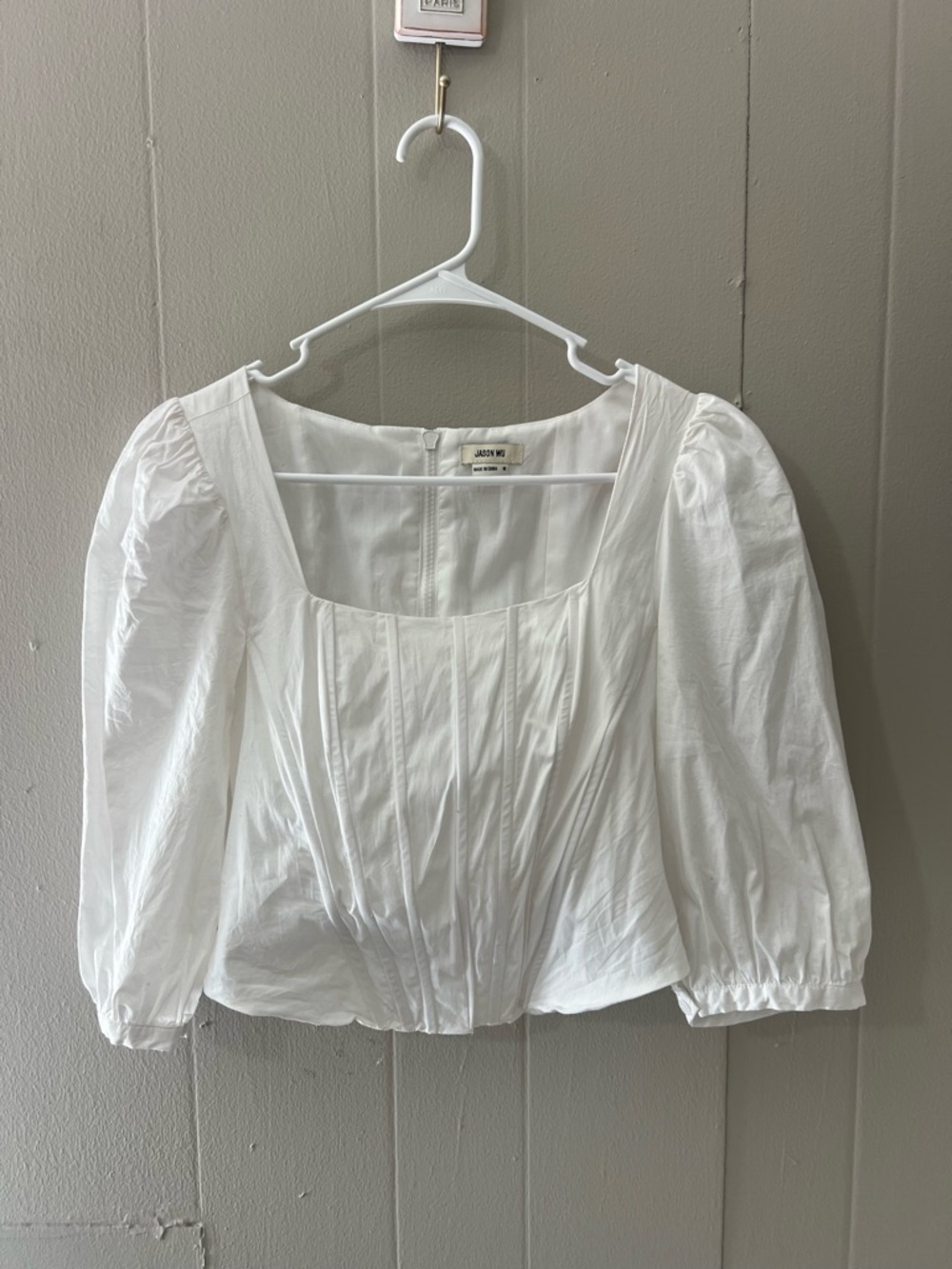 Jason Wu White Square-Neck Puff Sleeve Blouse